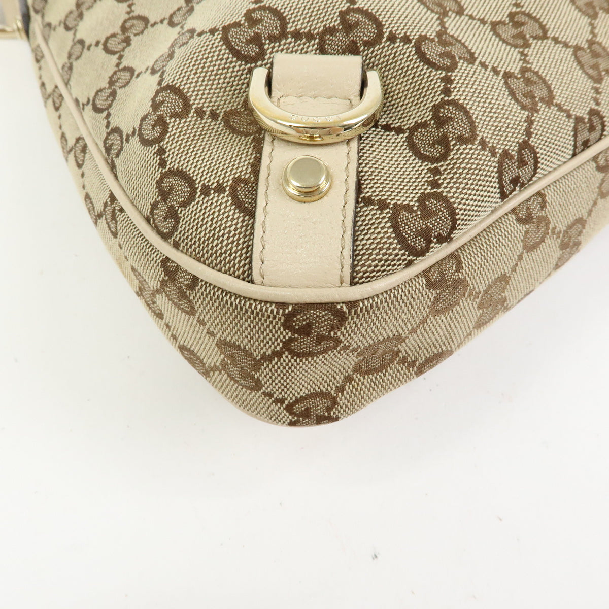 GUCCI Abbey GG Canvas Leather Shoulder Bag Beige Brown Ivory 130738
