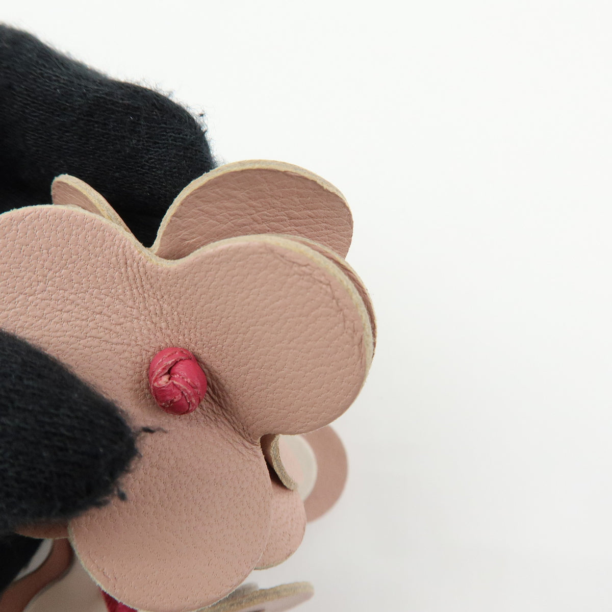 LOEWE Flower Knot Leather Bag Charm Key Chain Pink White