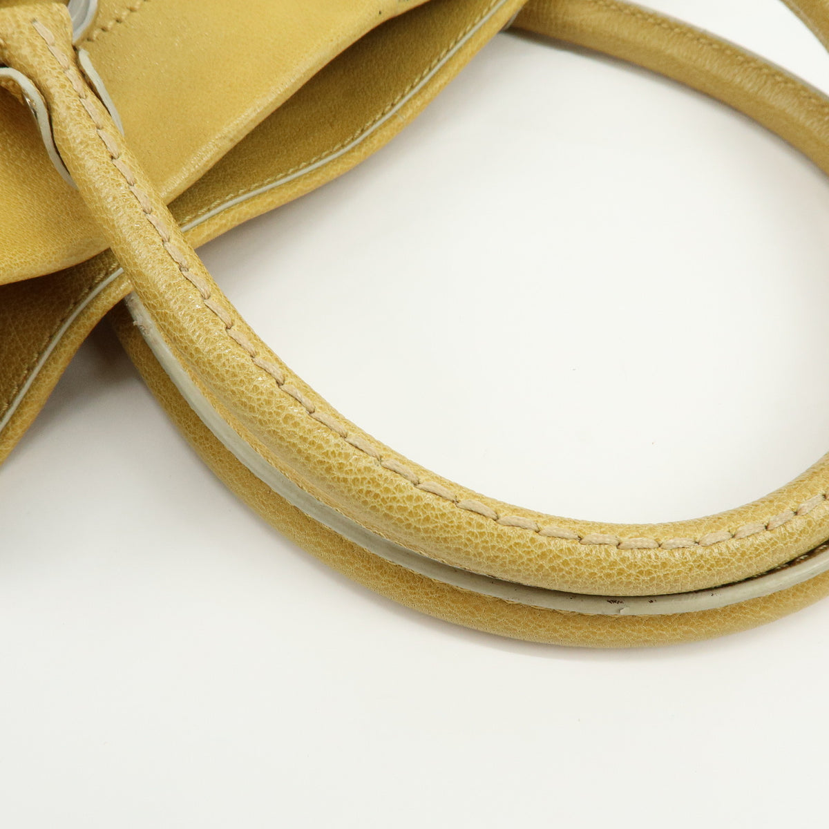 TOD'S  Leather Tote Bag Shoulder Bag Hand Bag Stitches Mustard