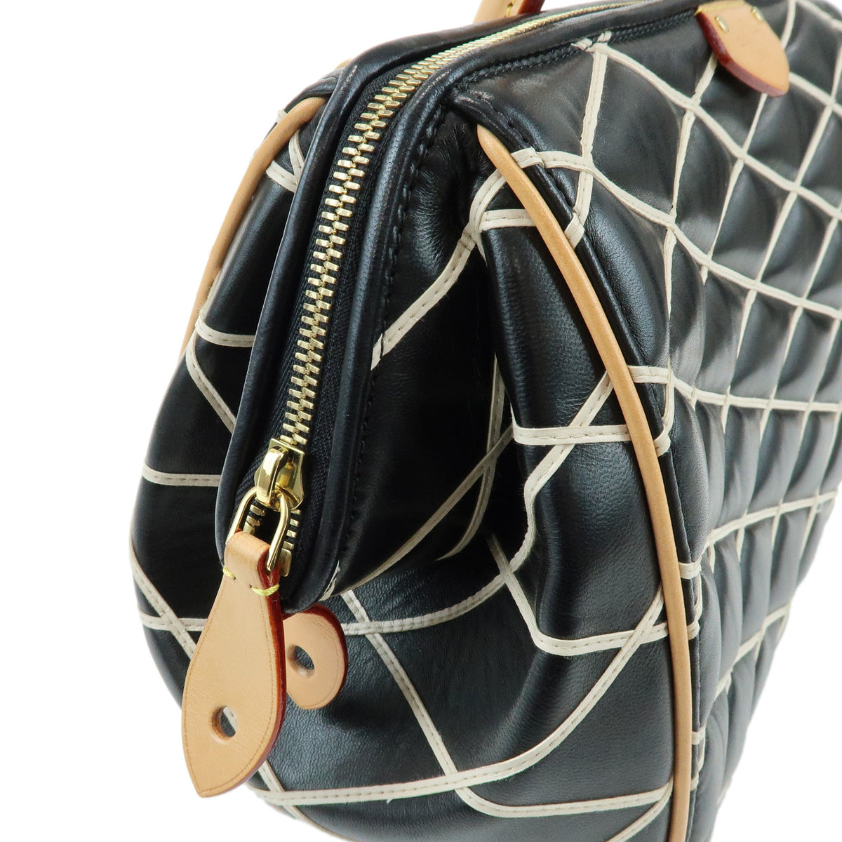 Louis Vuitton Malletage Doc PM Lamb Skin 2Way Bag Noir White M50002