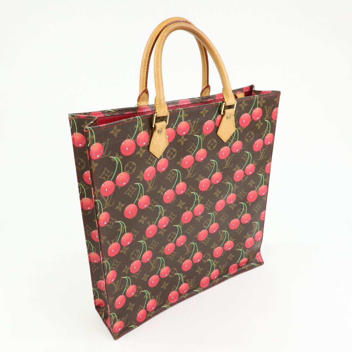 Louis Vuitton Monogram Cherry Sac Plat Tote Bag Brown Cherry M95010