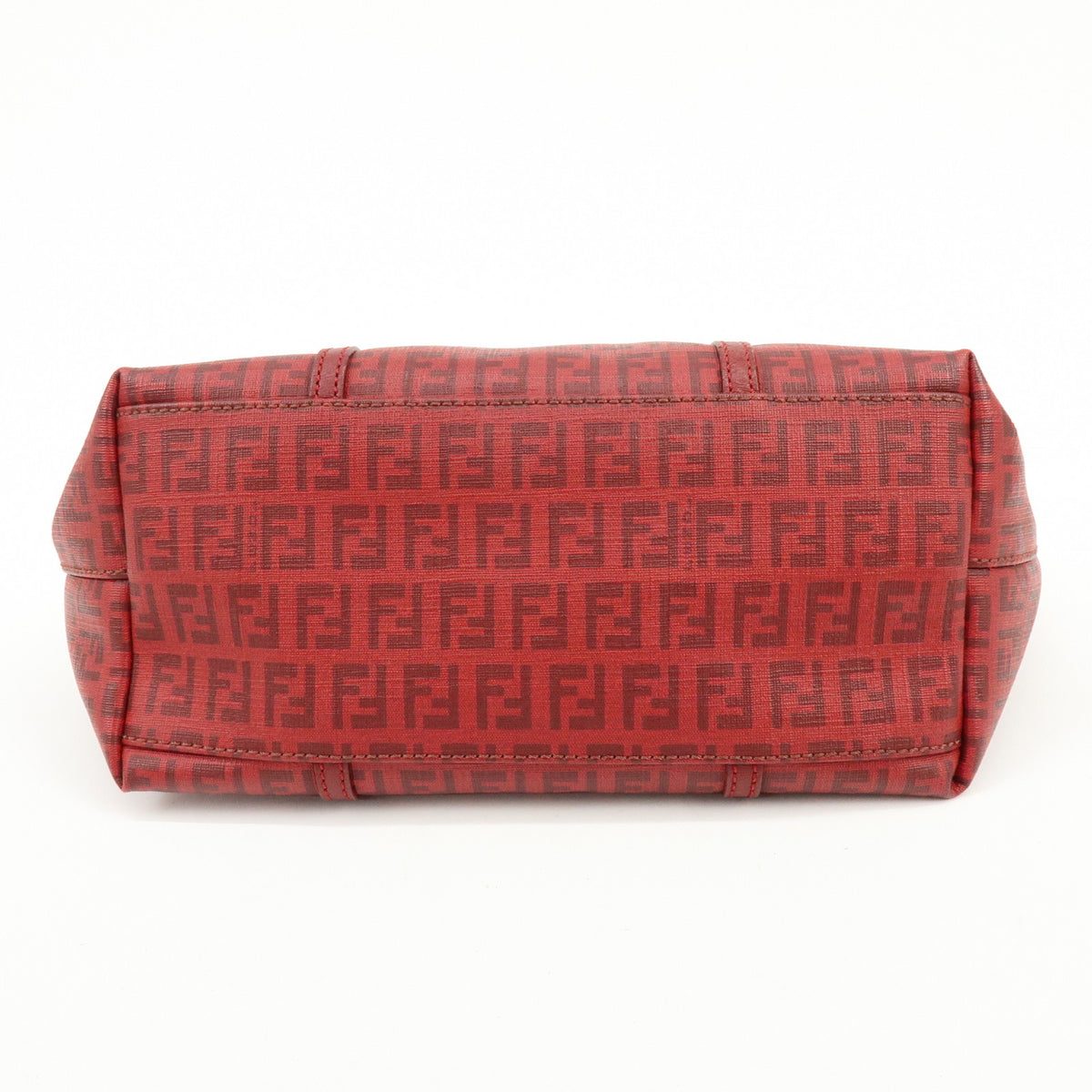 FENDI Zucchino PVC Leather Tote Bag Hand Bag Red 8BH214