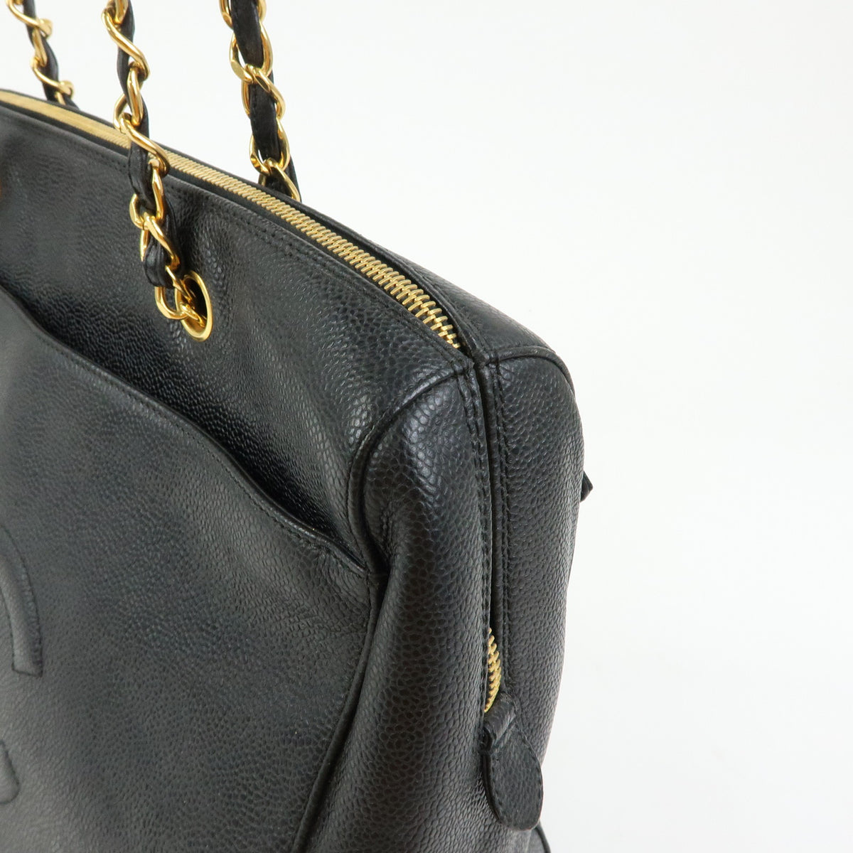CHANEL COCO Mark Caviarskin Chain Shoulder Bag Tote Bag Black A10492