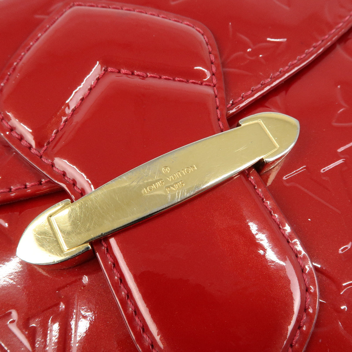 Louis Vuitton Monogram Vernis Bellflower PM Shoulder Bag Red M91705