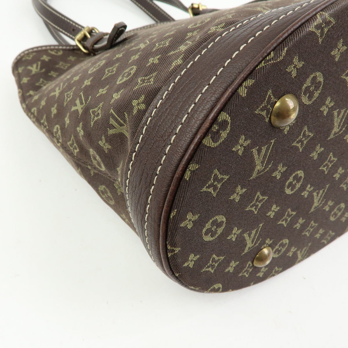 Louis Vuitton Monogram Mini Lin Bucket PM Canvas Tote Bag Ebene M95226