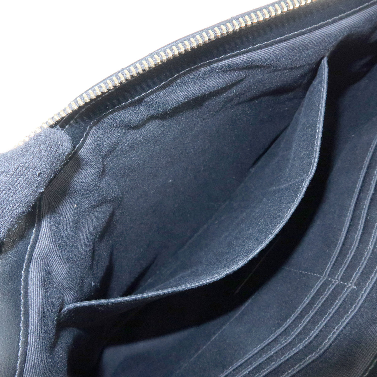 SAINT LAURENT PARIS V Stitch Leather Clutch Bag Flat Pouch Black