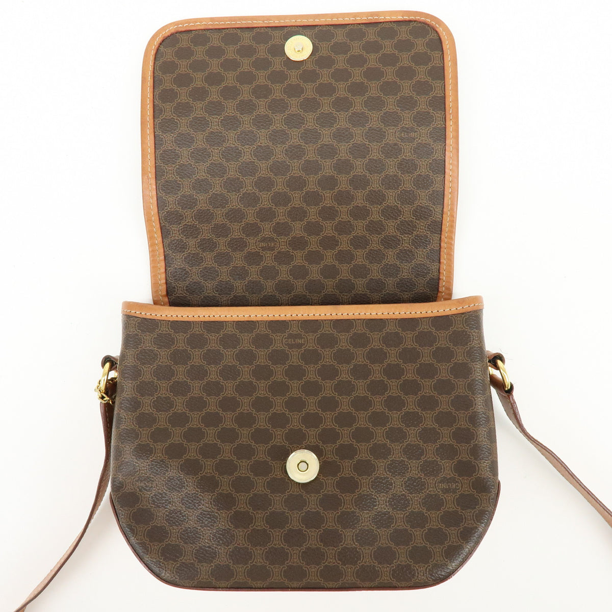 CELINE Macadam PVC Leather Shoulder Bag Crossbody Bag Brown