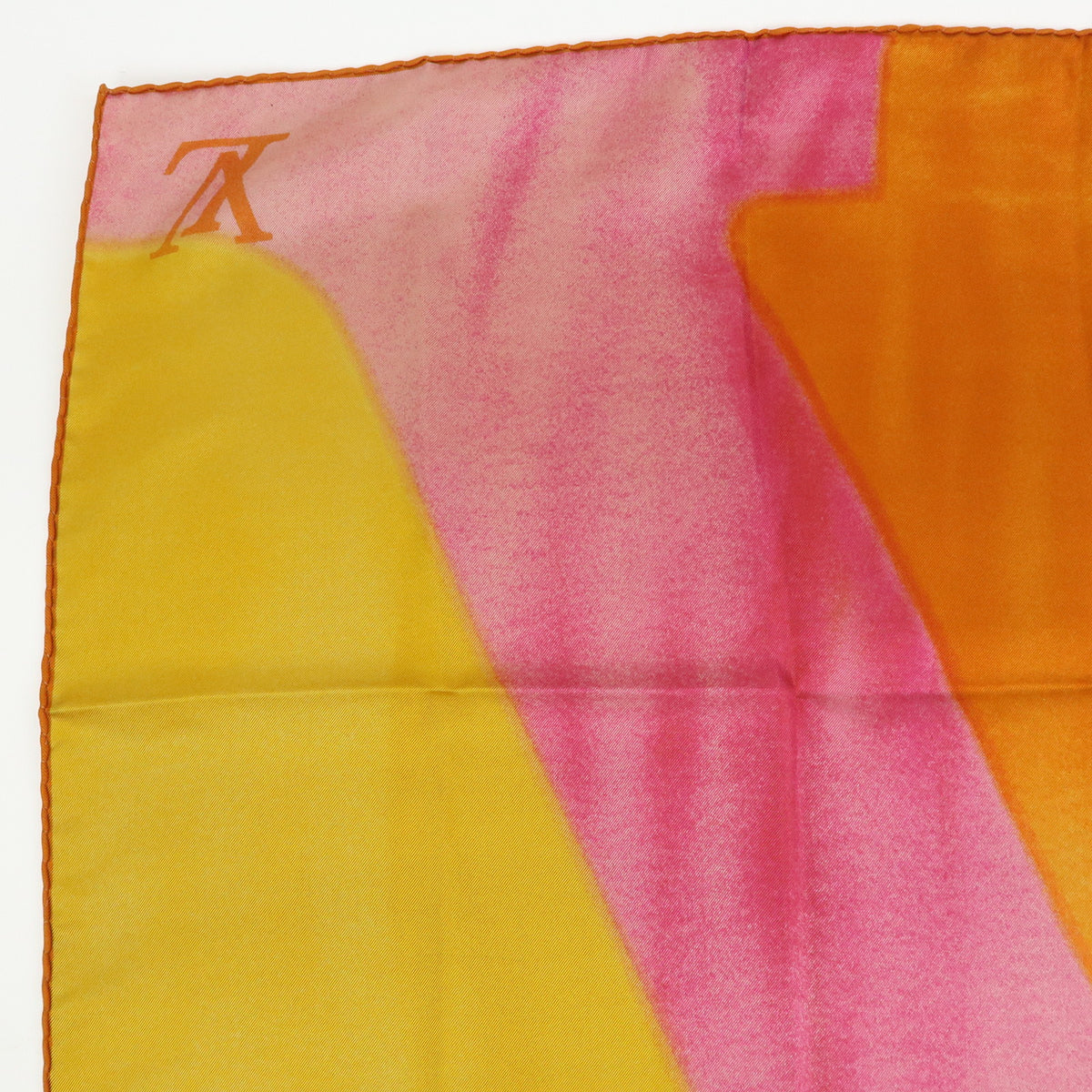 Louis Vuitton LV Logo Silk 100% Scarf Gradation Orange Fuchsia Mustard