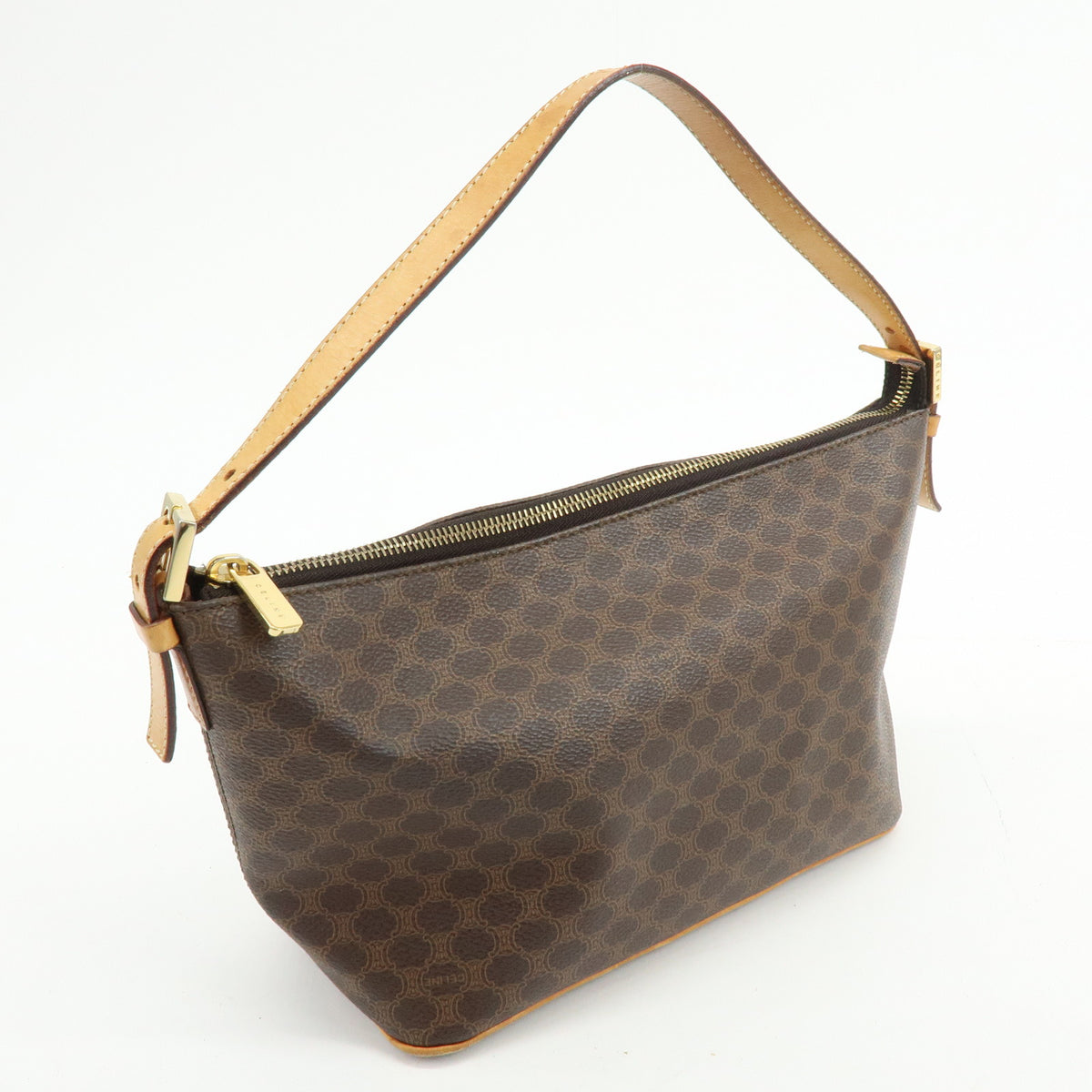 CELINE Macadam PVC Leather Hand Bag Shoulder Bag Brown