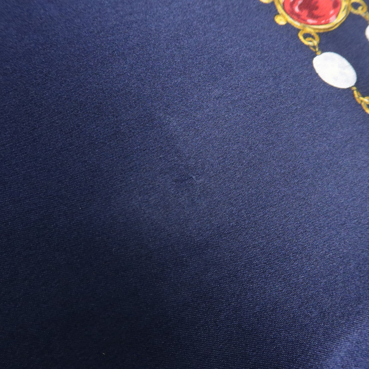 CHANEL Silk 100% Scarf Bijou Chain Print Navy Gold