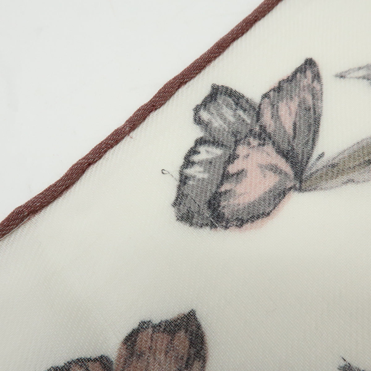 Christian Dior Cashmere 100% Scarf Butterfly Floral White Pink Black