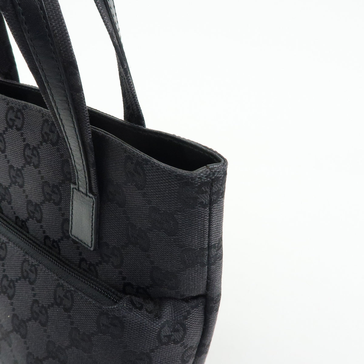 GUCCI GG Canvas Leather Mini Tote Bag Hand Bag Black 002・1079