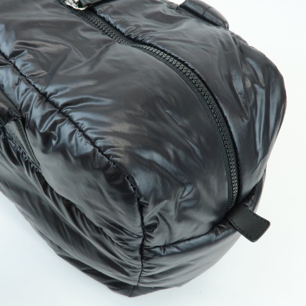 CHANEL COCO Cocoon Nylon Leather Boston Bag Hand Bag Black A47092