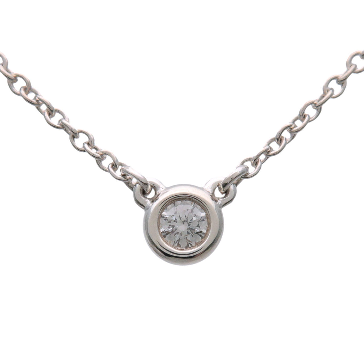 Tiffany & Co By The Yard 1P Diamond Necklace SV925 Silver