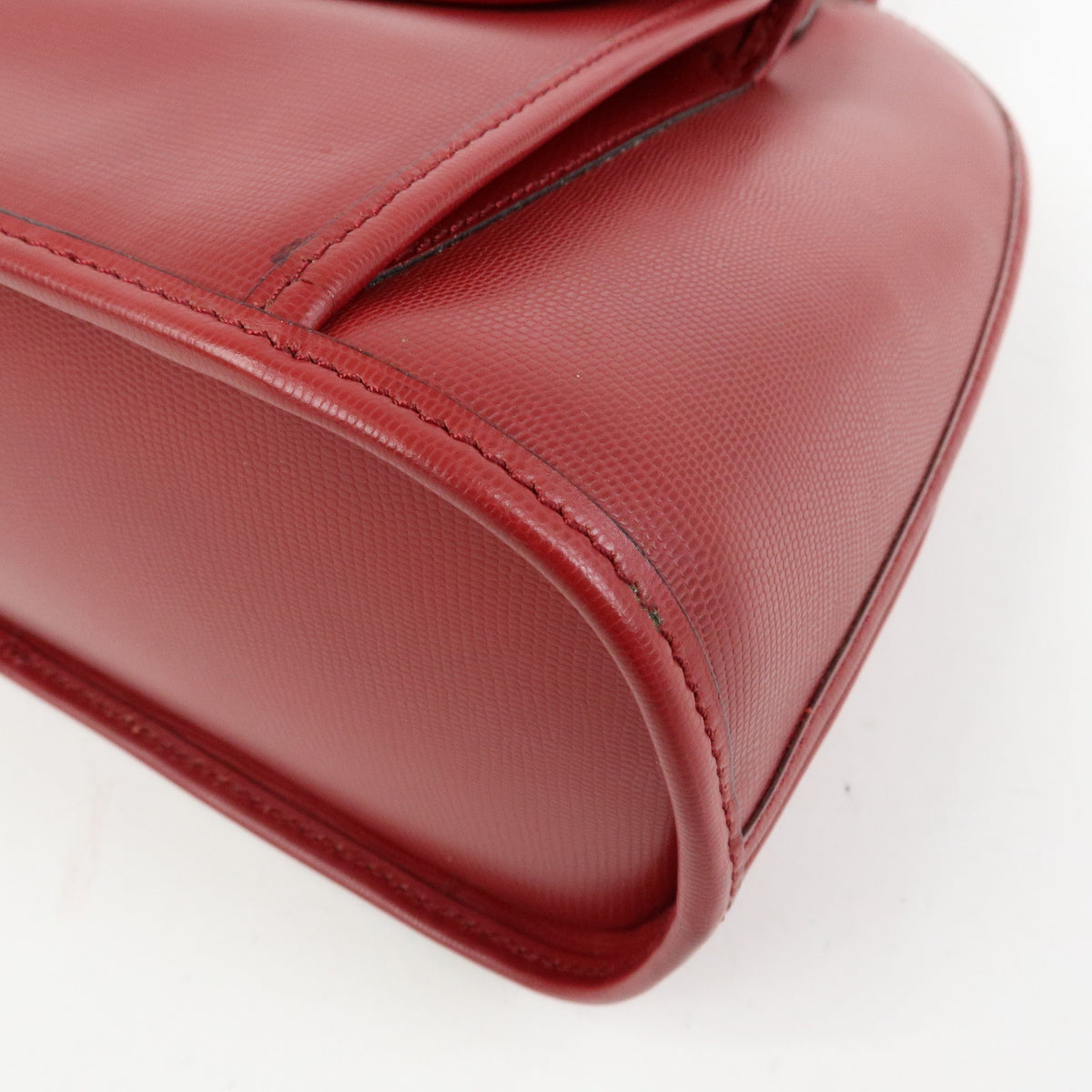 CELINE Circle Logo Leather Dome Hand Bag Red
