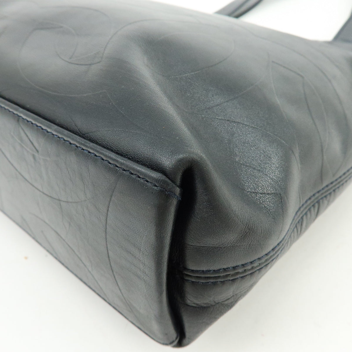 CHANEL COCO Mark Calf Leather Tote Bag Hand Bag Black