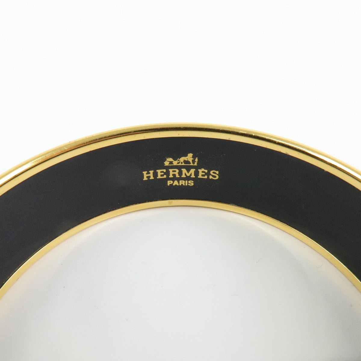 HERMES Email GM Gold Plated Bracelet Bangle Blue Gold