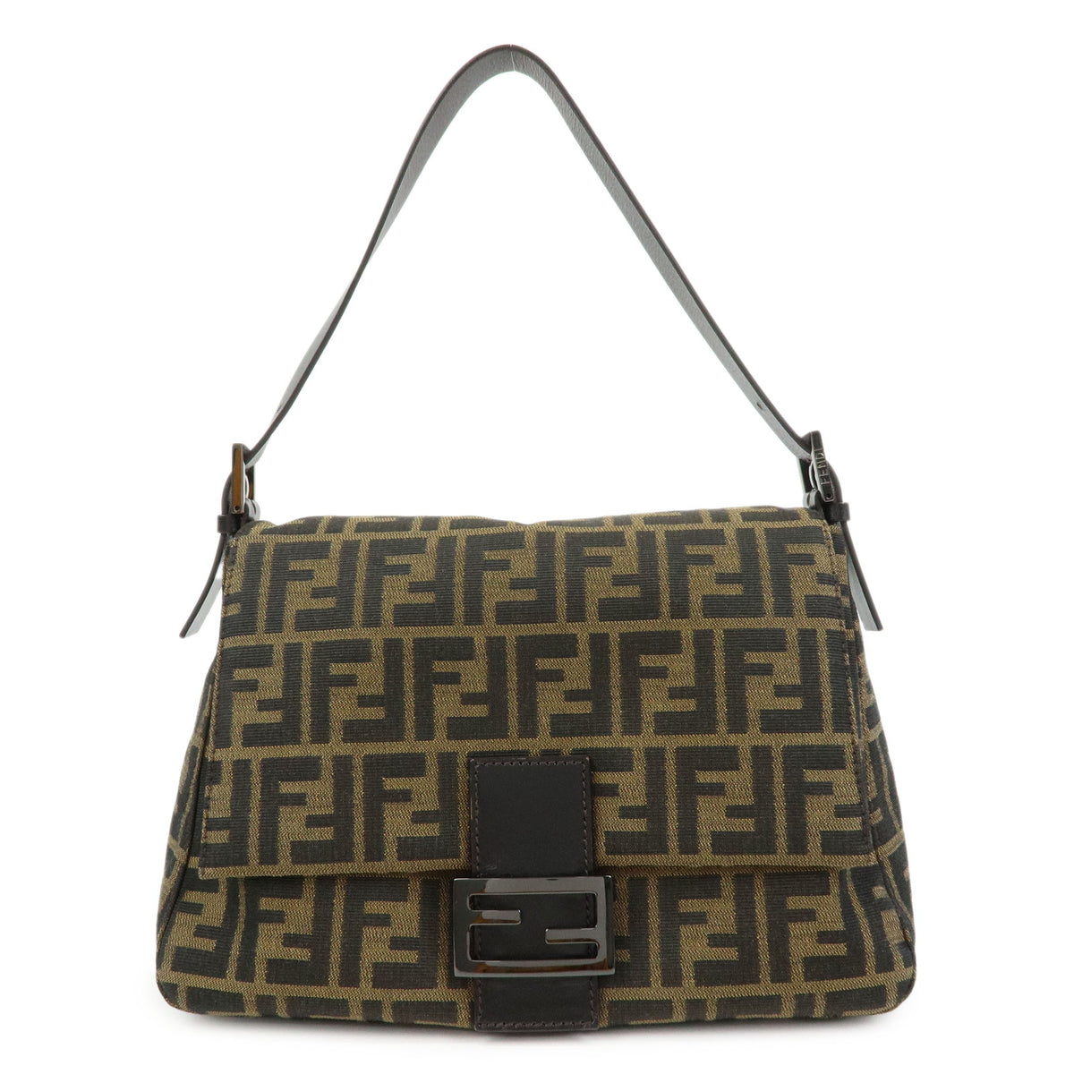FENDI Zucca Mamma Baguette Jacquard Canvas Leather Shoulder Bag 8BR001
