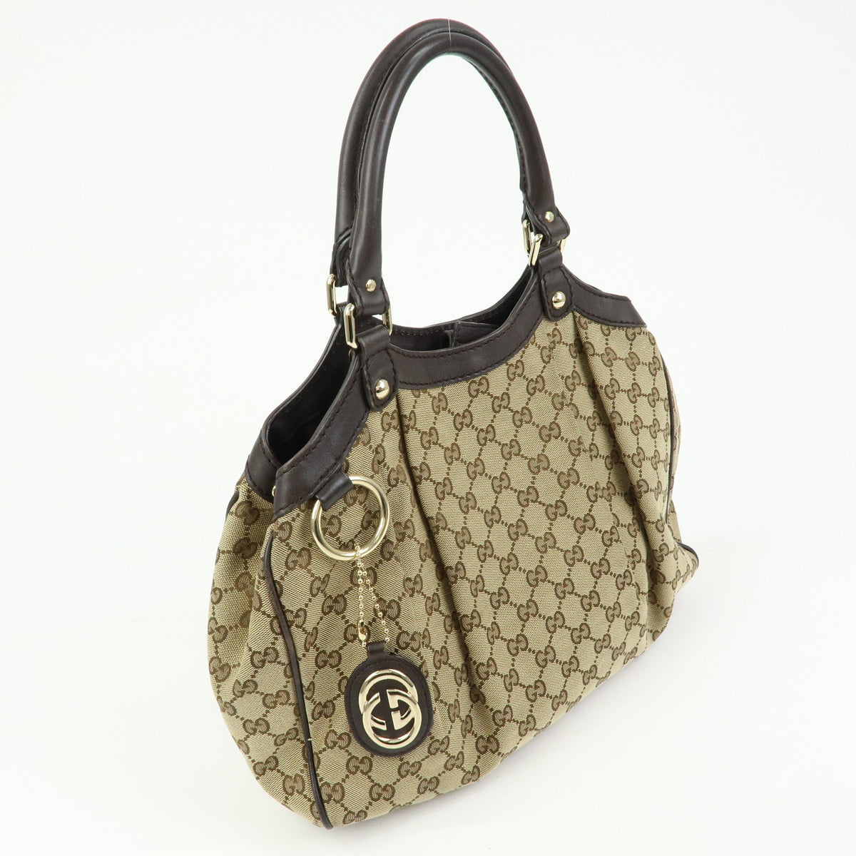 GUCCI Sukey Interlocking G GG Canvas Leather Tote Bag Hand Bag 211944