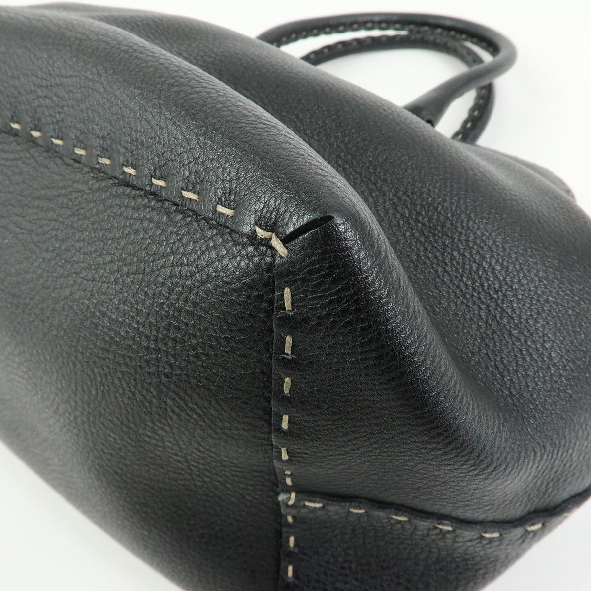FENDI Selleria Leather Doctor's Bag Hand Bag Black 8BN076