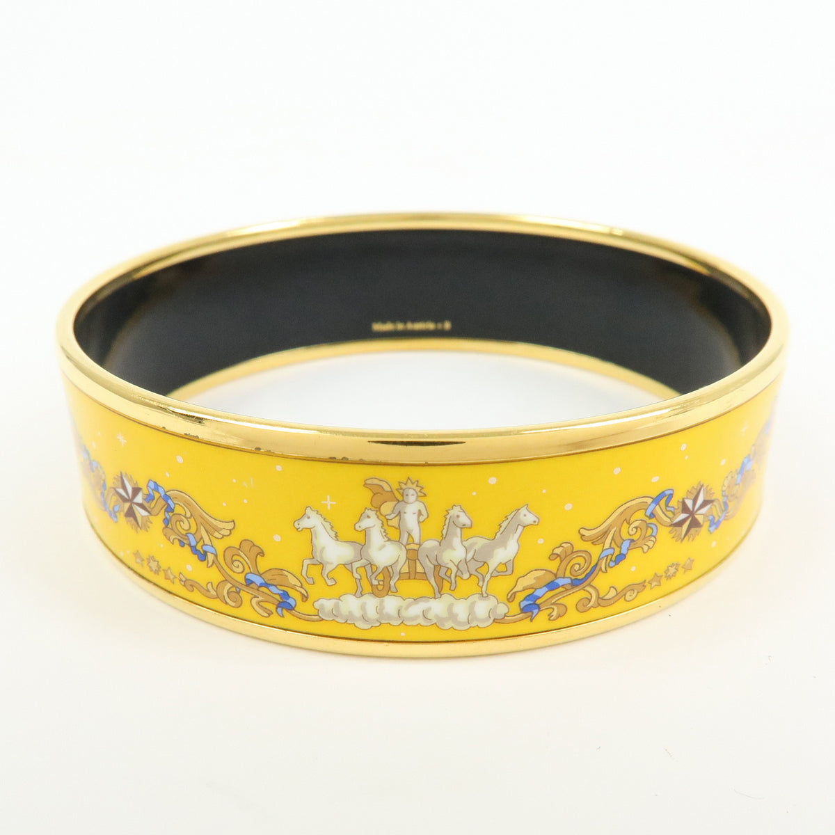 HERMES Email GM Gold Plated Bangle Bracelet Yellow