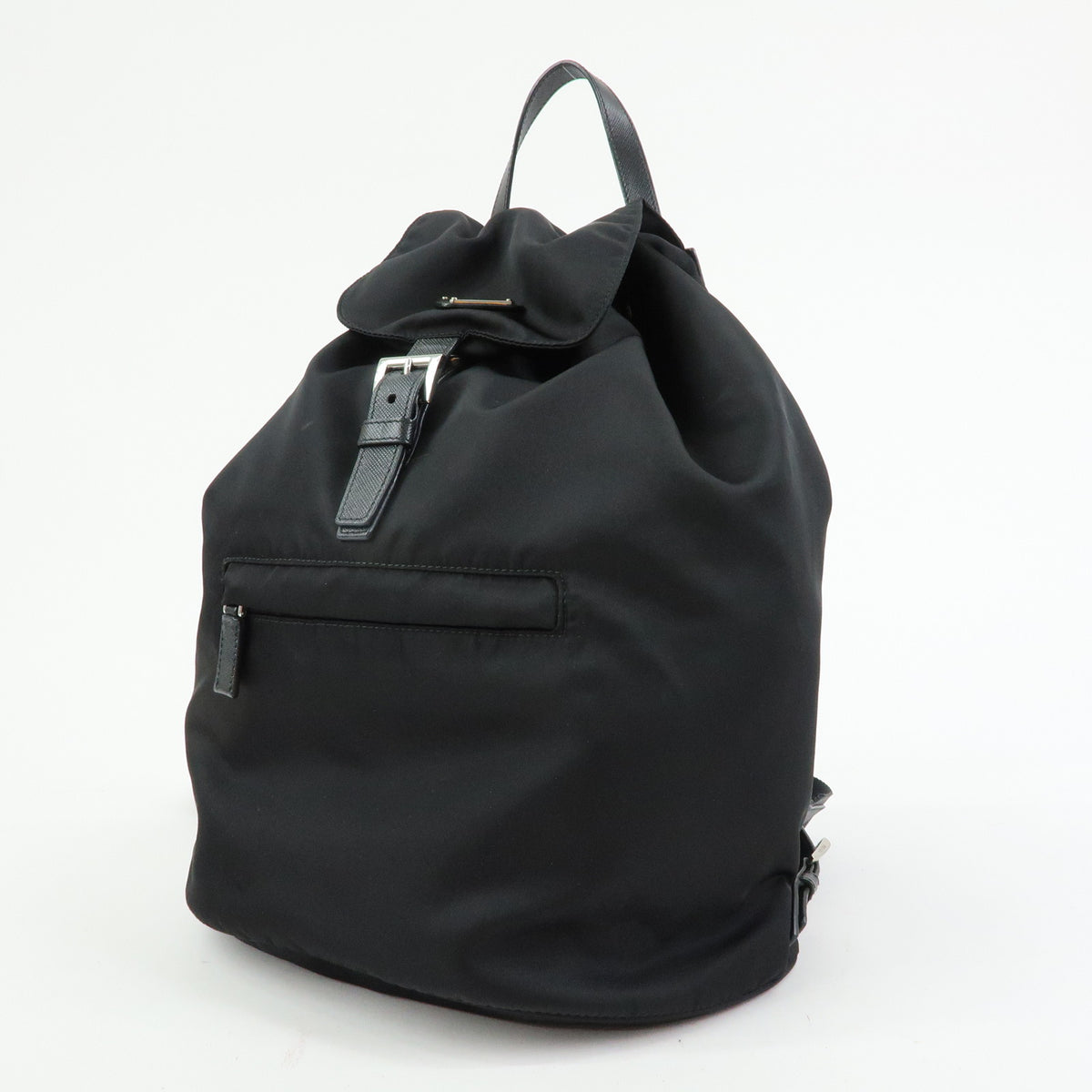 PRADA Triangle Logo Nylon Saffiano Leather Backpack Rucksack Black