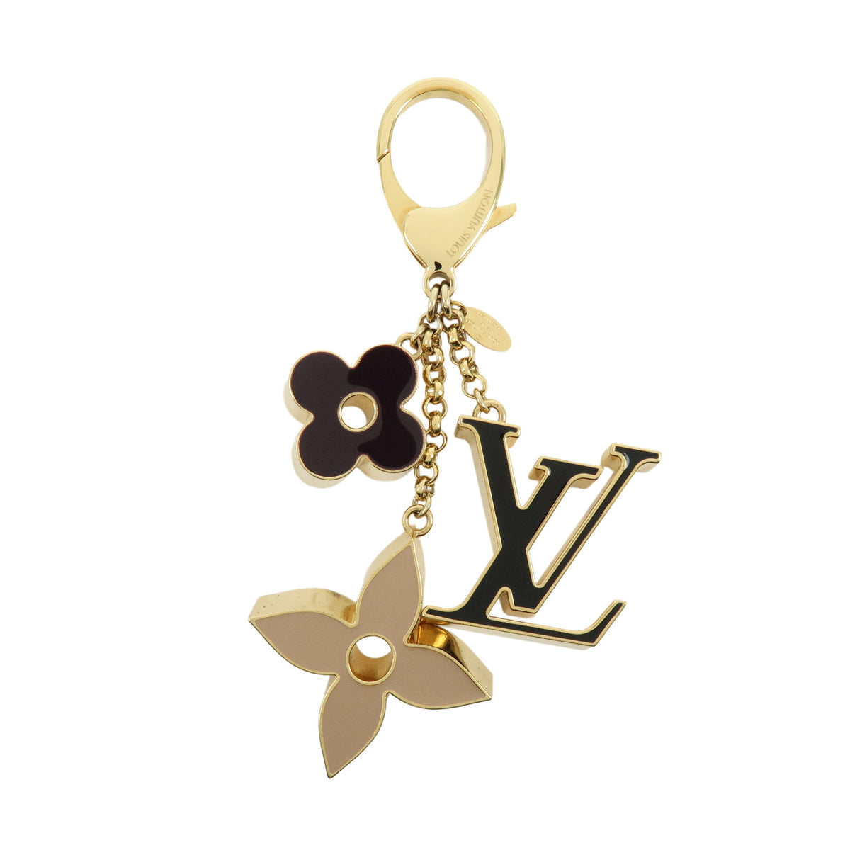 Louis Vuitton Fleur de Monogram Key Chain Bag Charm Gold M67119