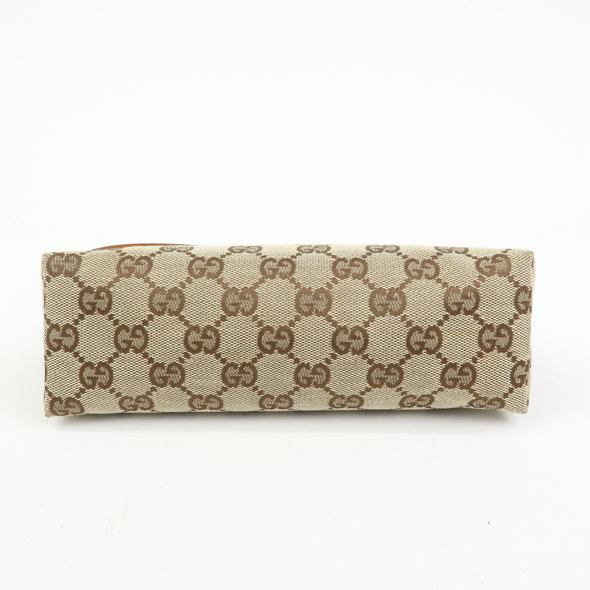 GUCCI GG Canvas Leather Accessory Pouch Hand Bag Brown 103399