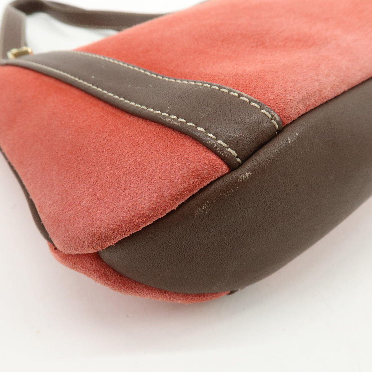 LOEWE Anagram Suede Leather Mini Hand Bag Tote Shoulder Bag Red