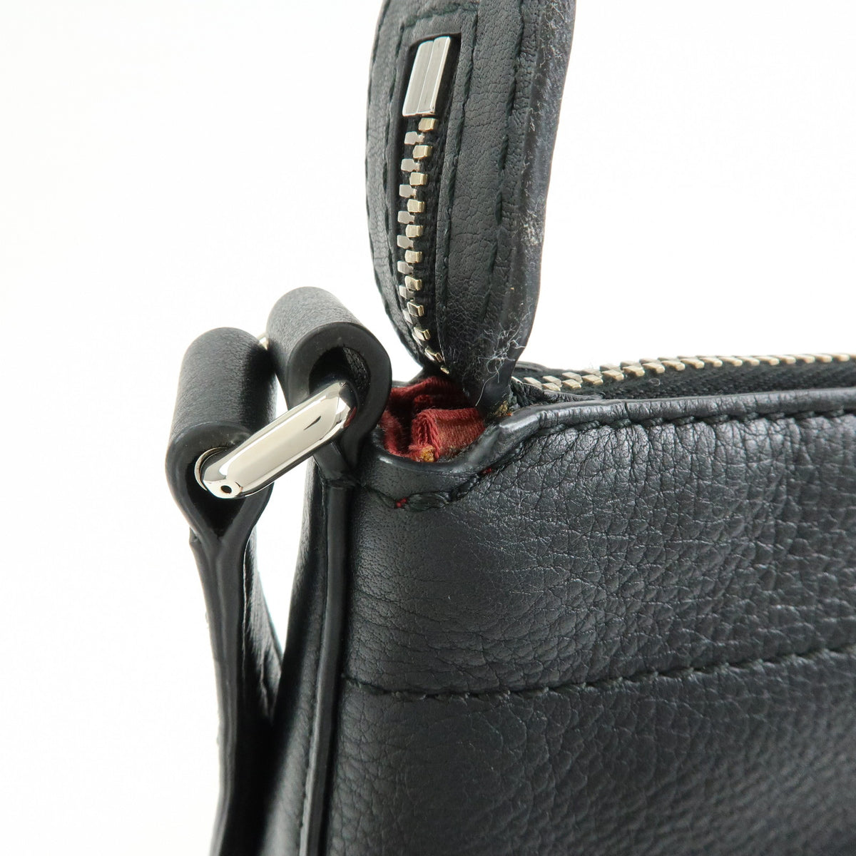 BALLY Perforated Leather Shoulder Bag Crossbody Bag Black Red