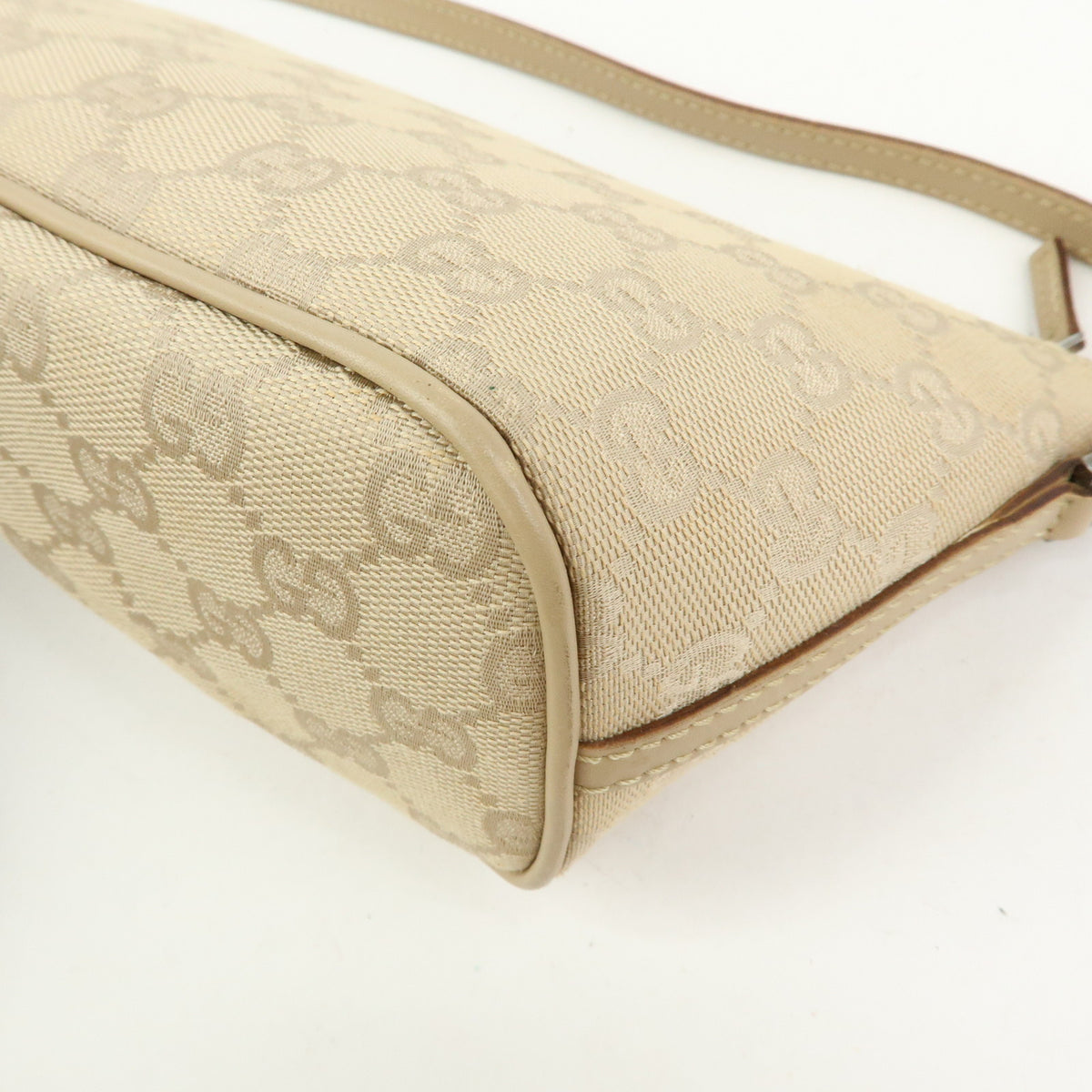 GUCCI Boat Bag GG Canvas Hand Bag Accessory Pouch Beige 07198