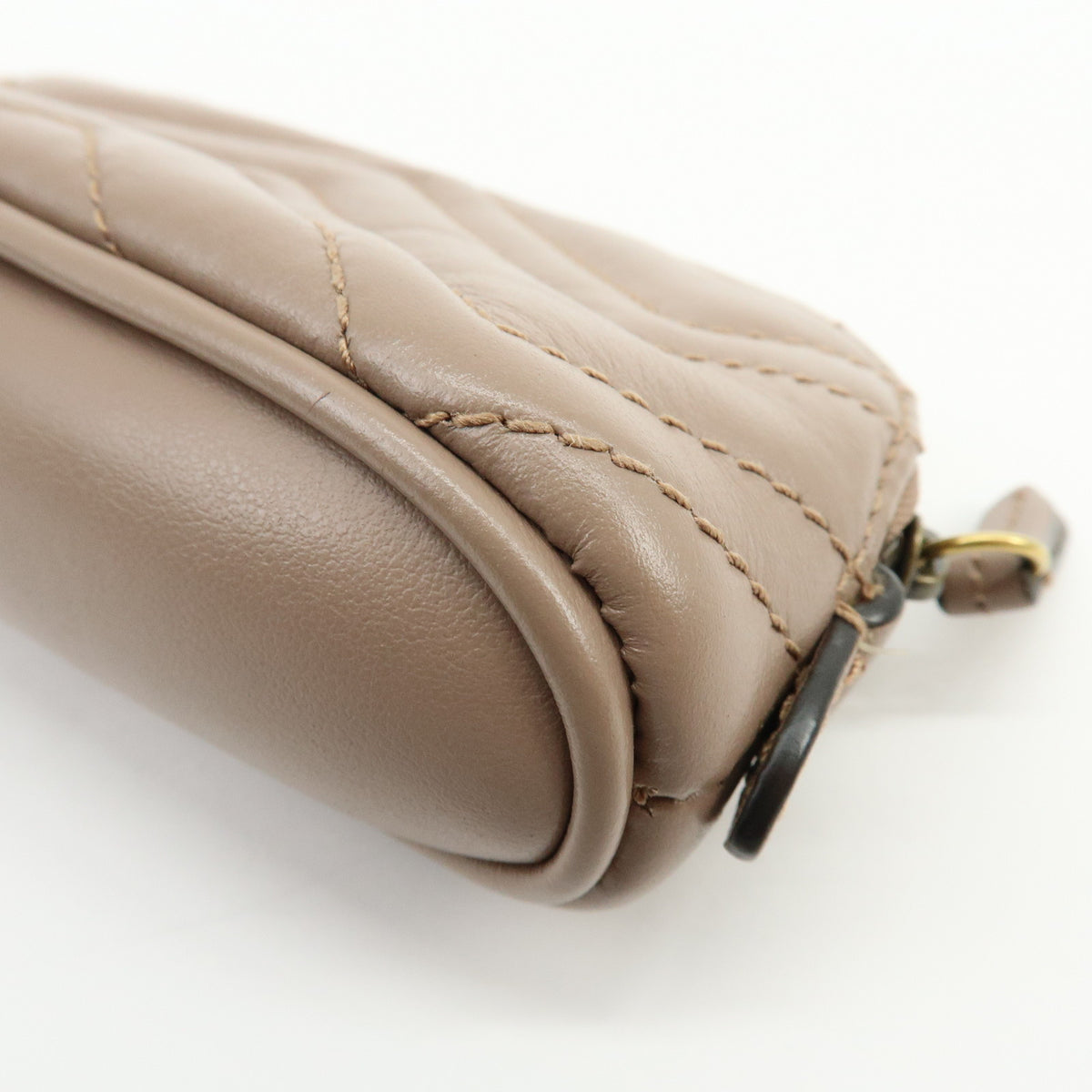 GUCCI GG Marmont Double G Leather Pouch Key Case Pink Beige 625691