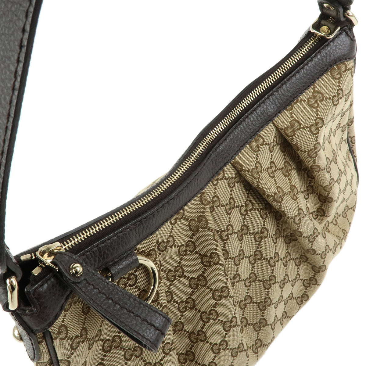 GUCCI Sukey GG Canvas Leather Shoulder Bag Hand Bag Beige Brown 364843