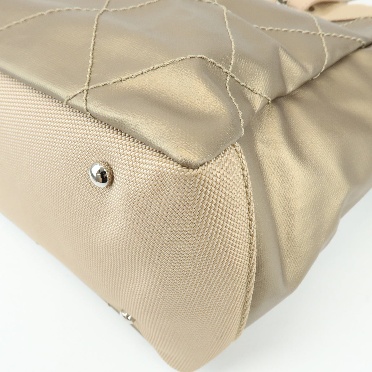 CHANEL Paris Biarritz MM PVC Leather Tote Bag Hand Bag Gold A34209