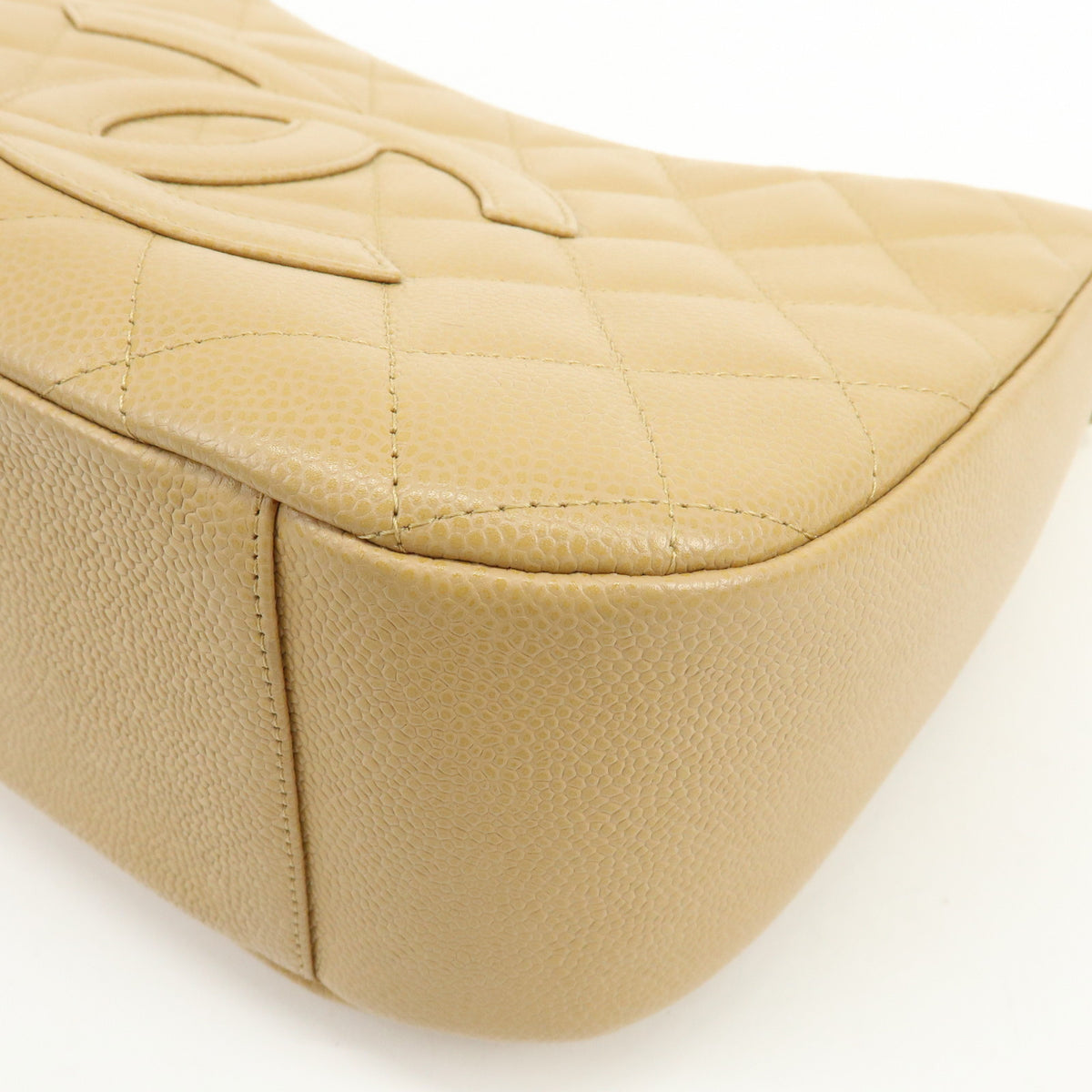 CHANEL COCO Mark Matelasse Caviaskin Chain Shoulder Bag Beige A20993