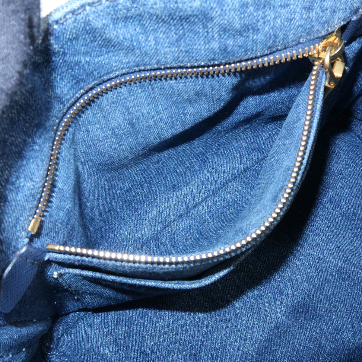 PRADA Triangle Logo Canapa Mini Denim 2Way Bag Hand Bag Blue 1BG439