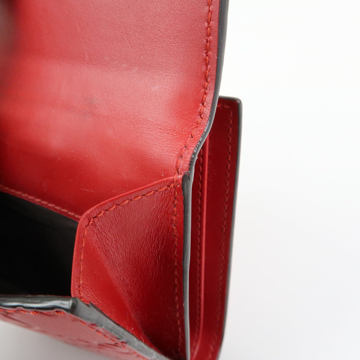 GUCCI Guccissima Leather Bi-fold Compact Wallet Red 406925