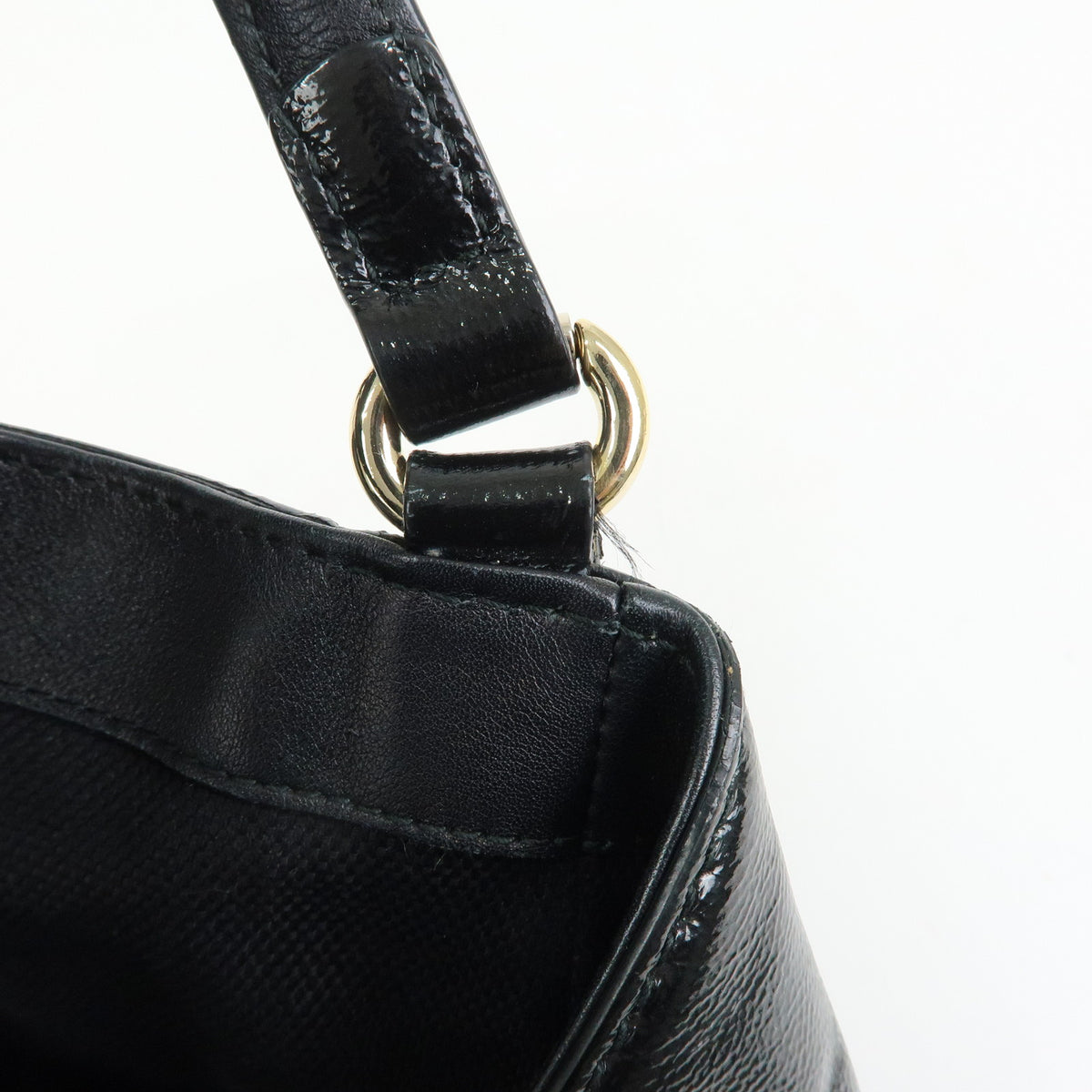 GUCCI SOHO Interlocking G Patent Leather 2Way Bag Hand Bag Black 336751