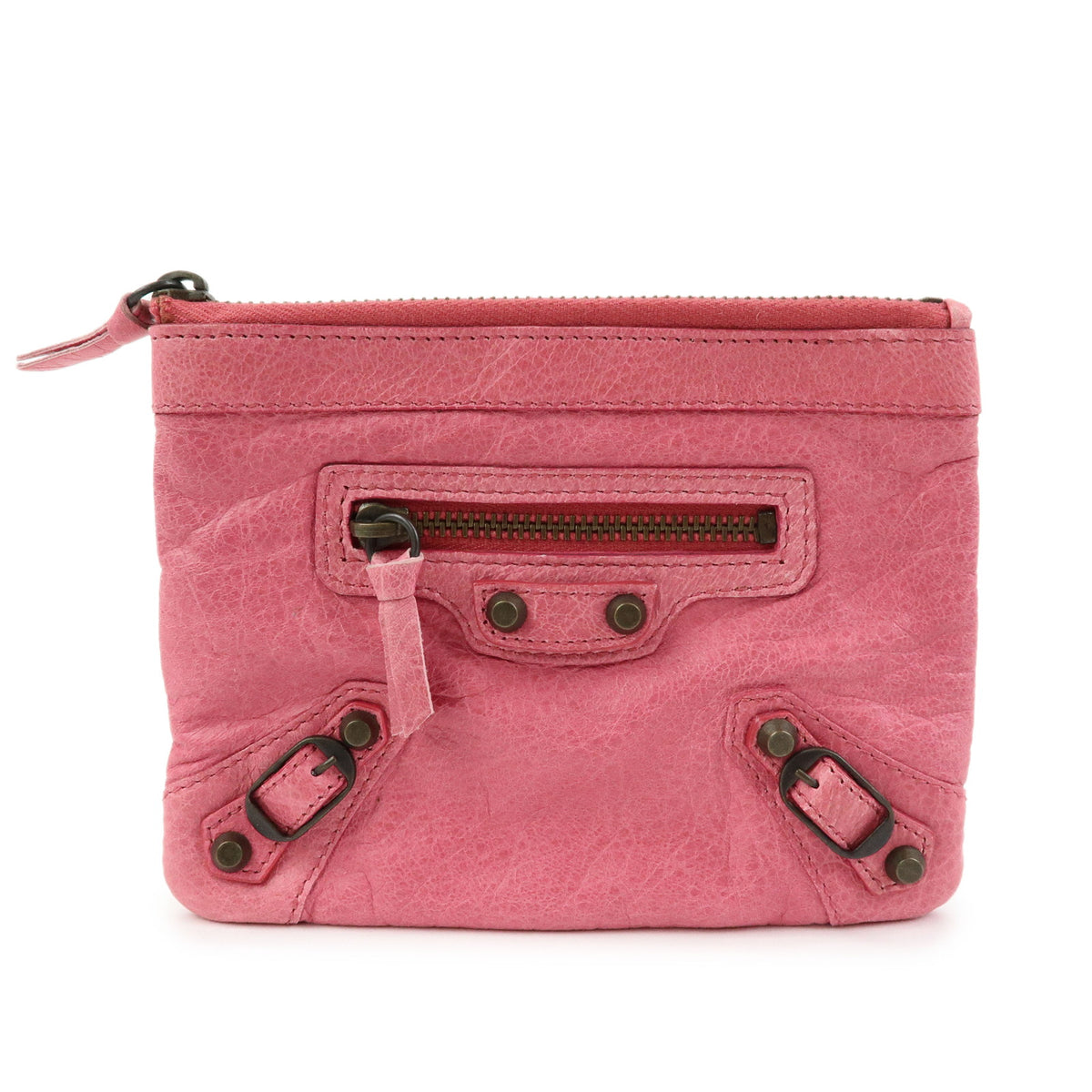 BALENCIAGA Classic Leather Mini Pouch Coin Purse Pink 130783
