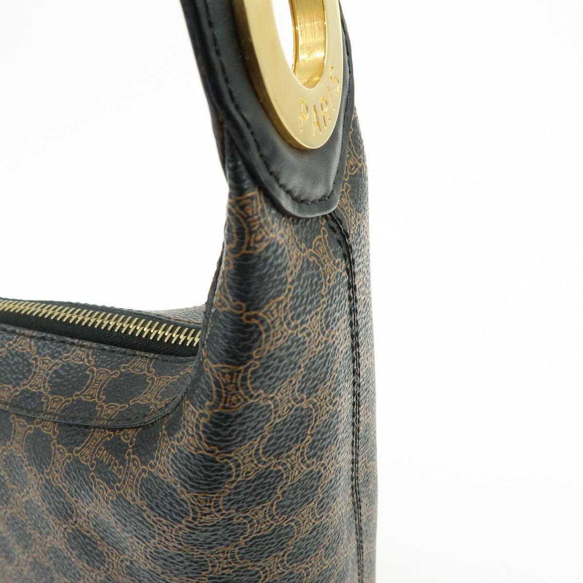 CELINE Macadam PVC Leather Shoulder Bag Crossbody Bag Black Brown