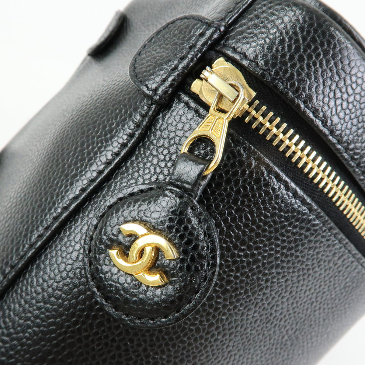 CHANEL COCO Mark Caviarskin Vanity Bag Hand Bag Black A01998
