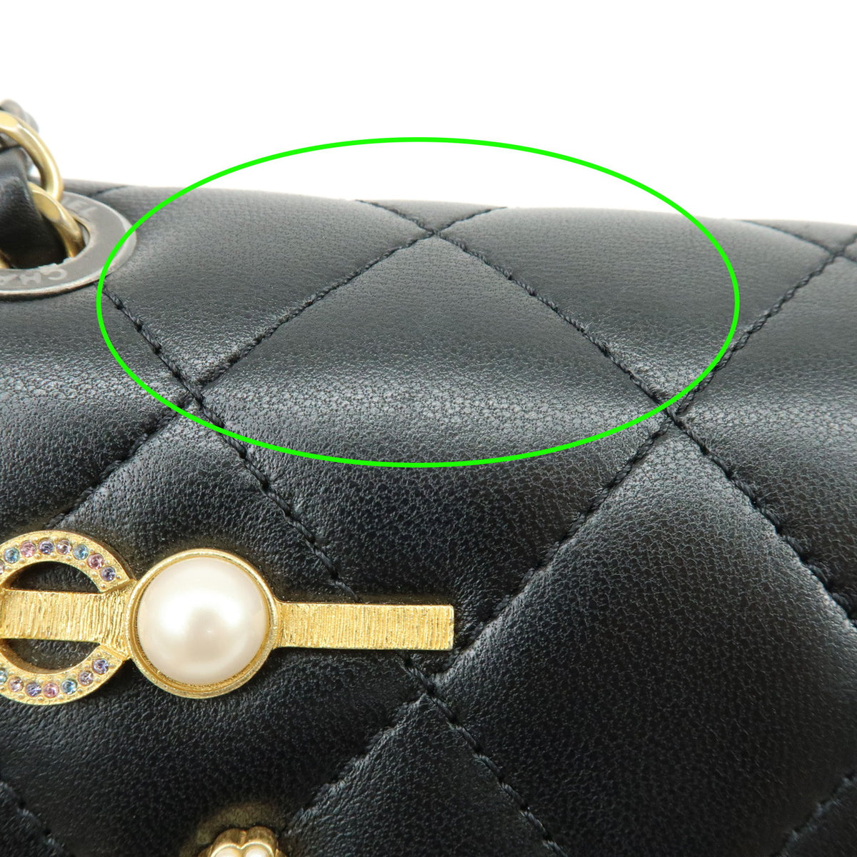 CHANEL Mini Matelasse Lamb Skin Shoulder Bag Hand Bag Black AS2978