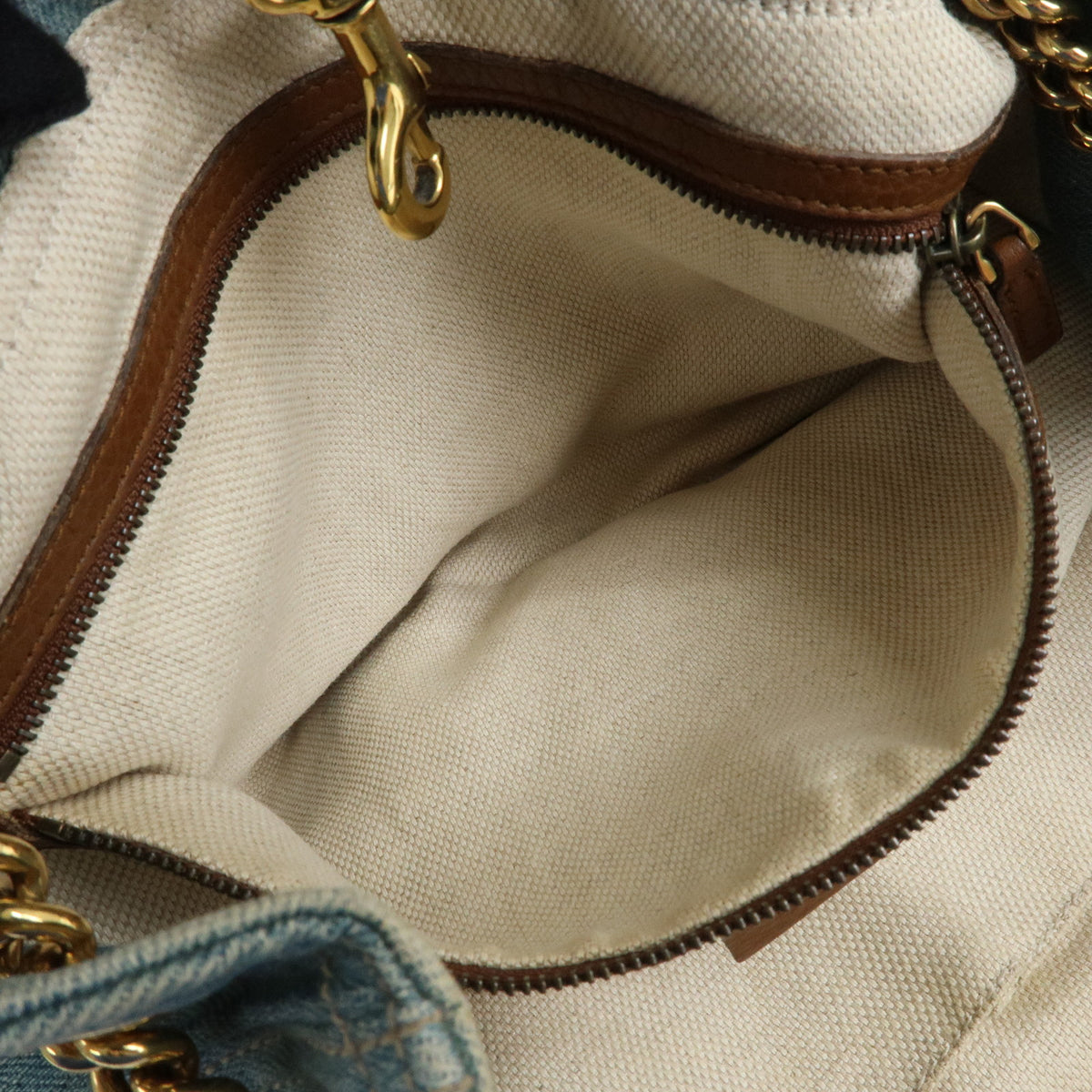 GUCCI SOHO Interlocking G Denim Leather Chain Shoulder Bag Blue 308982