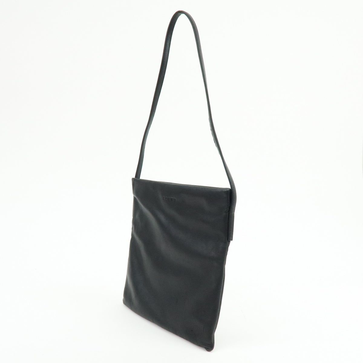 LOEWE Logo Nappa Leather Flat Shoulder Bag Crossbody Bag Black