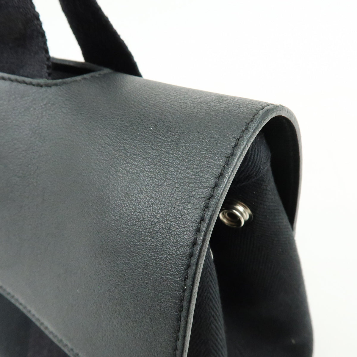 HERMES Toile Chevron Valparaiso PM Tote Bag Hand Bag Black