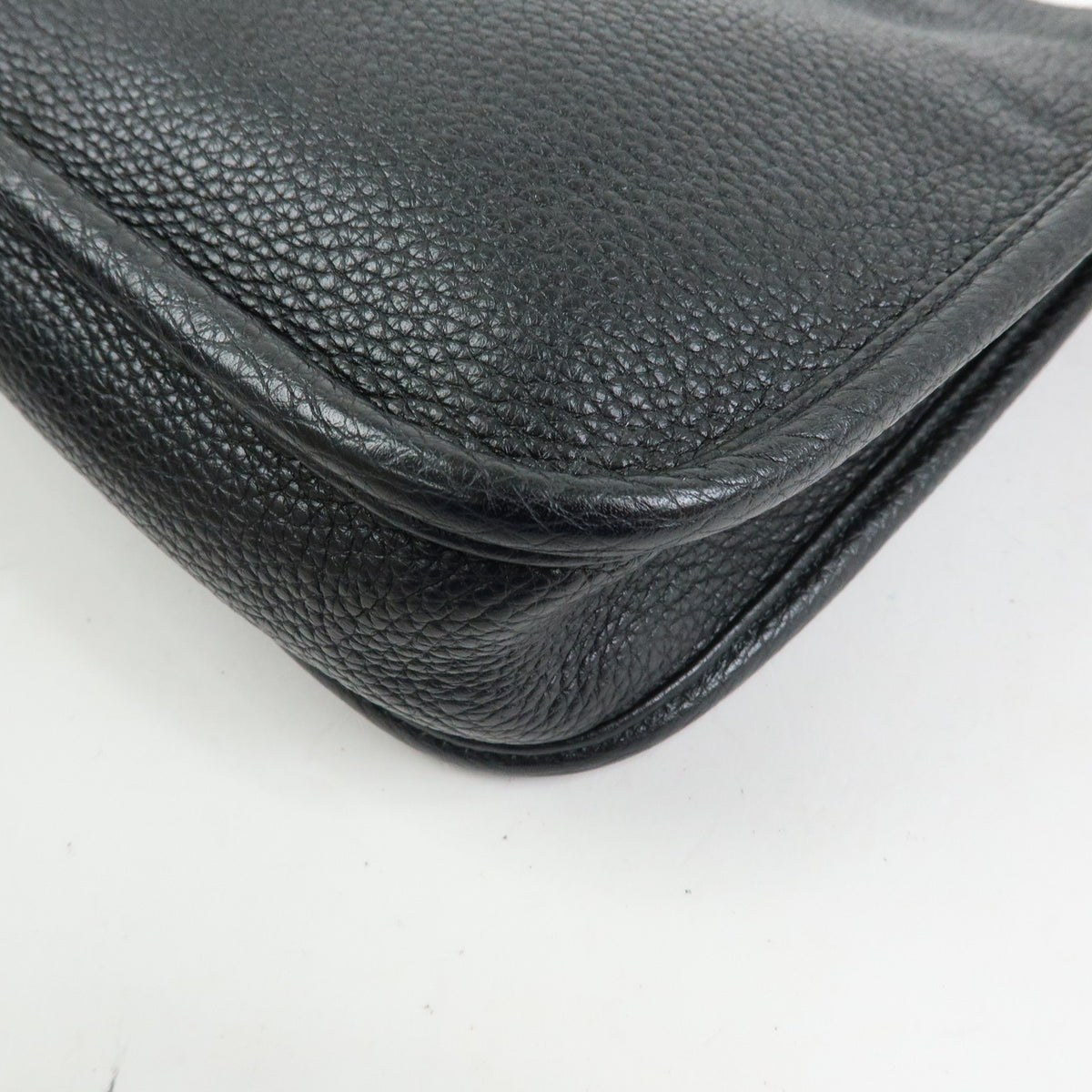 PRADA Triangle Logo Vitello Daino Leather Shoulder Bag Black 1BH191