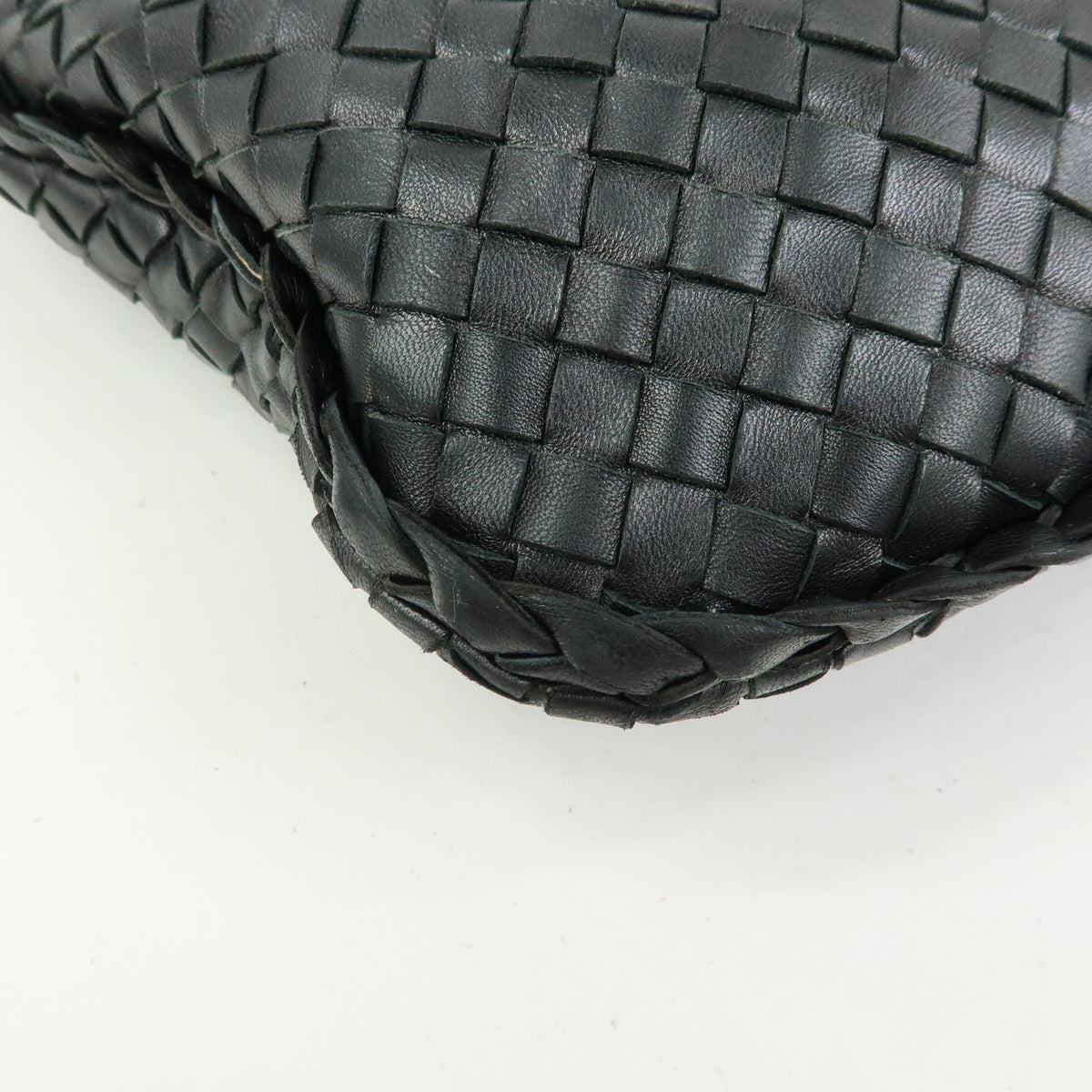 BOTTEGA VENETA Hobo Intrecciato Leather Shoulder Bag Black 115653