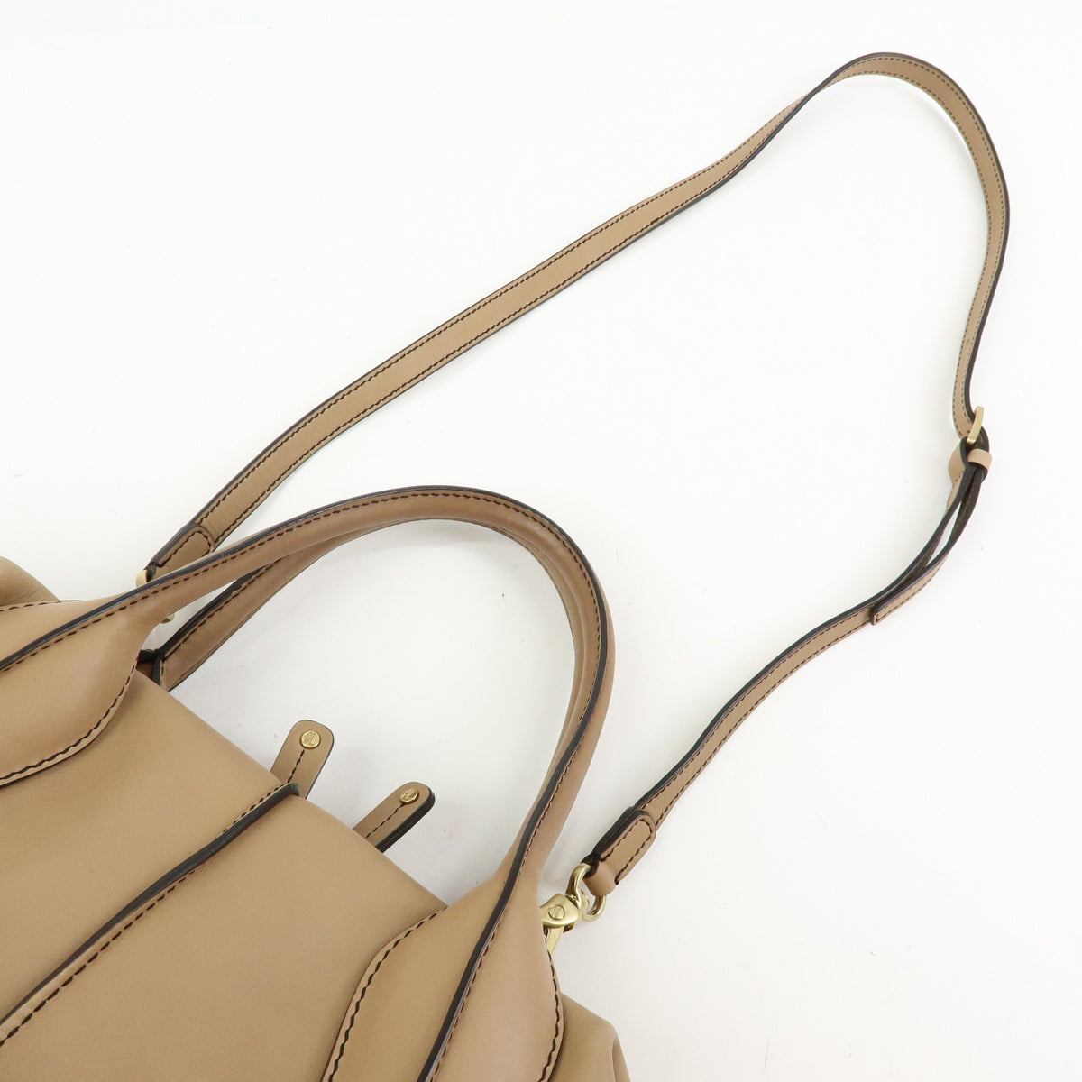 TOD'S  D Styling Leather 2Way Bag Hand Bag Shoulder Bag Beige
