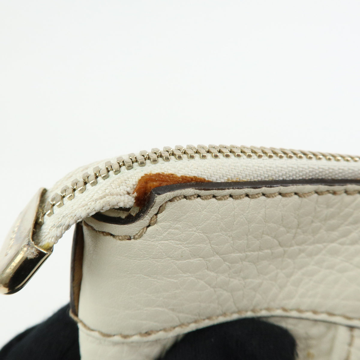 GUCCI Soho Interlocking G Leather Tote Bag Hand Bag Tassel Ivory 282307