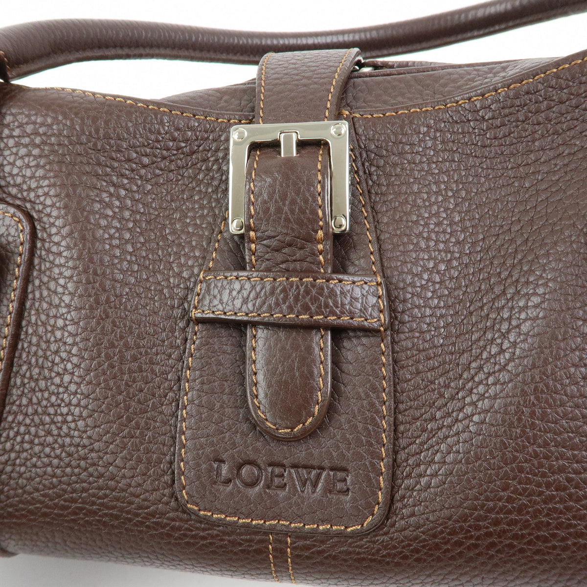 LOEWE Senda Leather Hand Bag Dark Brown